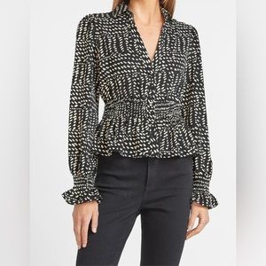 Express Smocked Waist Spotted Peplum Top, size Med US